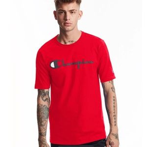 Champion red athletic 100% cotton logo tee NWT